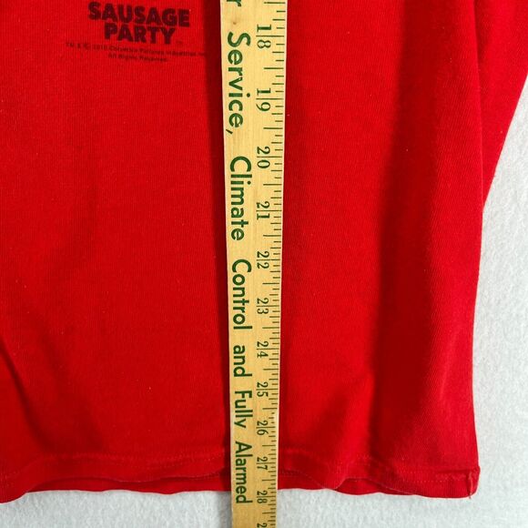SAUSAGE PARTY Shirt Adult L DONT BE A WIENER Hotdog Happy Face Short Sleeve Red - Picture 11 of 12
